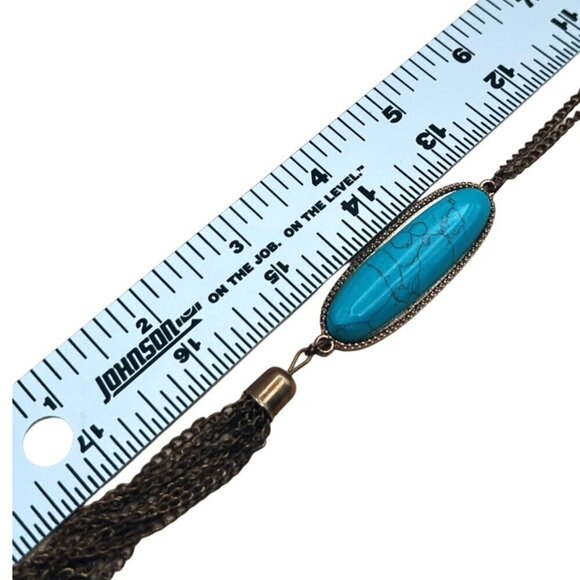 Turquoise Howlite Pendant Necklace With Tassel Chain. A99 - Picture 8 of 8